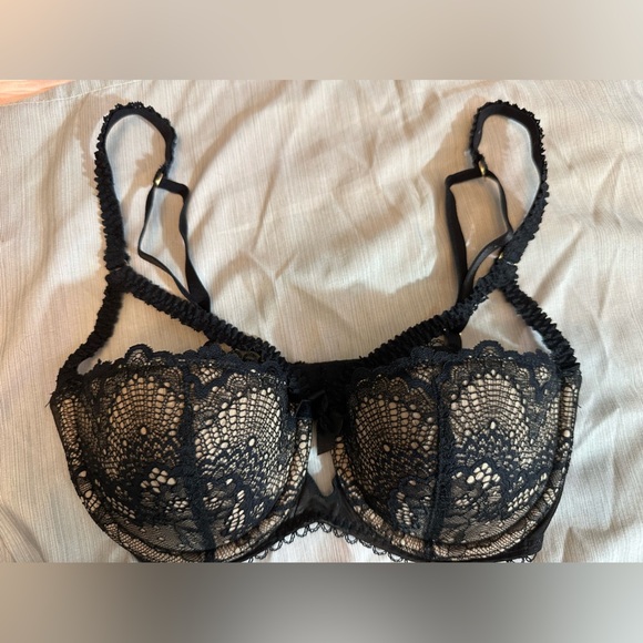 Adore Me Women's Kimmy Mesh Black Balconette Push Up Bra 32C #1631 - Picture 2 of 7